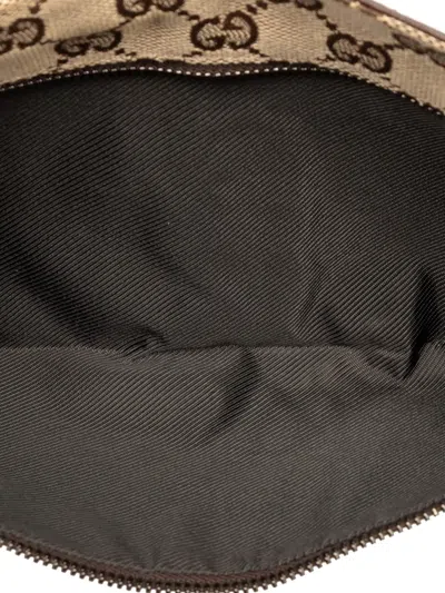 Pre-owned Gucci 2000-2015 Gg Canvas Double Pocket Belt Bag In Brown