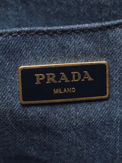 Pre-owned Prada 2010-2025 Denim Canapa Logo Satchel Tote Bag In Blue