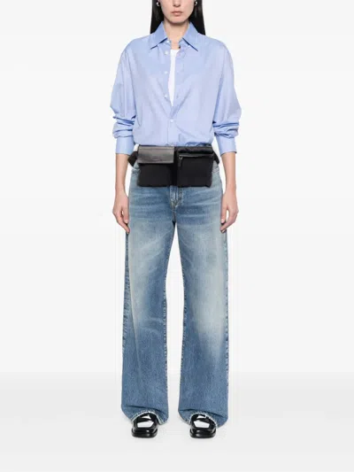 Pre-owned Gucci 2000-2015 Gg Canvas Double Pocket Belt Bag In Blue