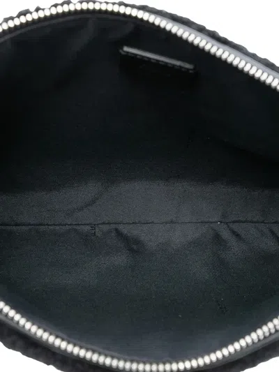 Pre-owned Fendi 2010-2025 Shearling Ff Flat Pouch Clutch Bag In Black
