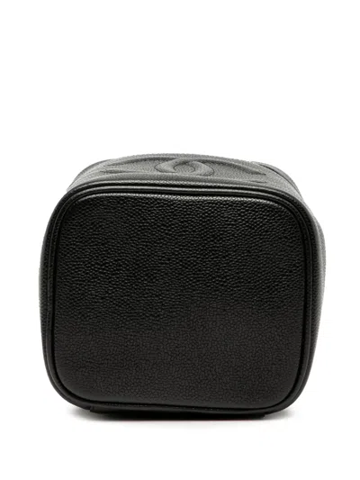 Pre-owned Chanel 1997-1999 Cc Caviar Vanity Bag In Black