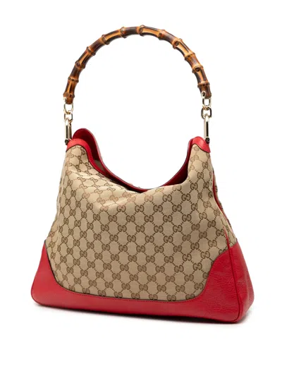 Pre-owned Gucci 2000-2015 Gg Canvas Bamboo Diana Satchel In Brown