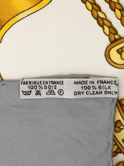 Pre-owned Hermes 20th Century Les Rubans Du Cheval Silk Scarf 90 Scarves In White