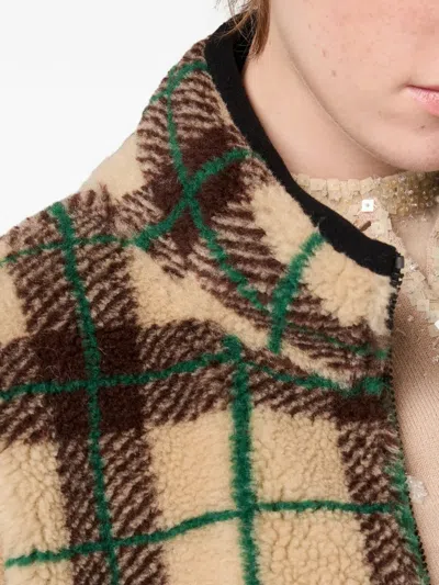 Miu Miu Checked Zip Jacket In Neutral