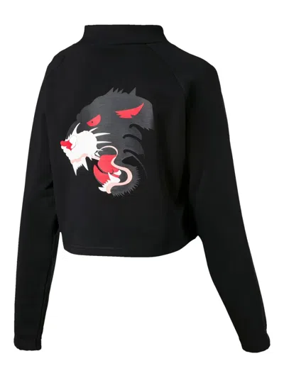 Puma Cropped Cat Sweater In Black