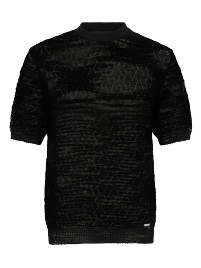 Dsquared2 Open Work Knitted T-shirt In Black