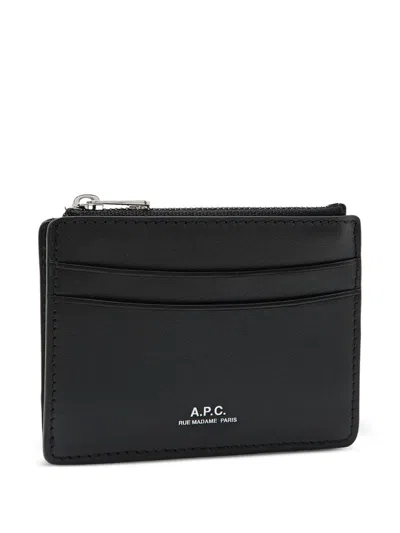 Apc A.p.c. Leather Card Holder In Black