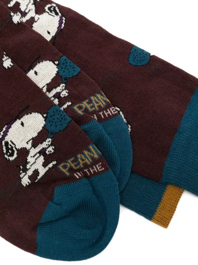 In The Box X Peanuts Snoopy Padlle All-over Socks In Brown