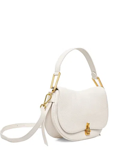 Coccinelle Medium Magie Metallic-handle Leather Tote Bag In White