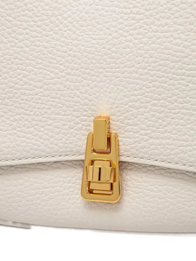 Coccinelle Medium Magie Metallic-handle Leather Tote Bag In White