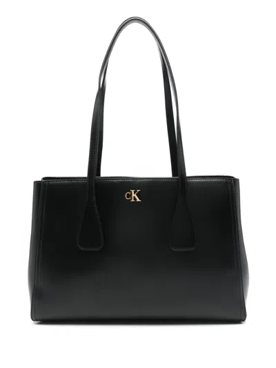 Calvin Klein Logo-detail Tote Bag In Black