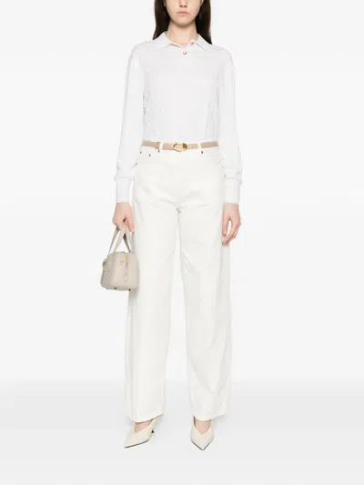 Gran Sasso Cable-knit Buttoned Sweater In White