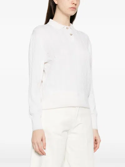 Gran Sasso Cable-knit Buttoned Sweater In White