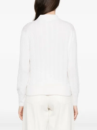 Gran Sasso Cable-knit Buttoned Sweater In White