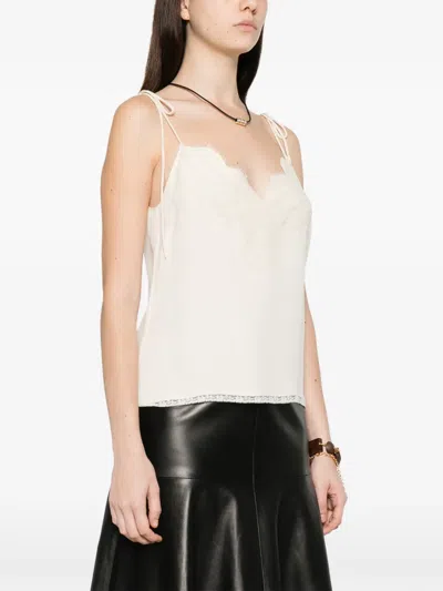 Valentino Lace-trim Top In Neutral