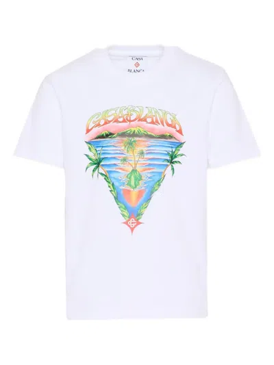Casablanca Short-sleeve Graphic-print T-shirt In White
