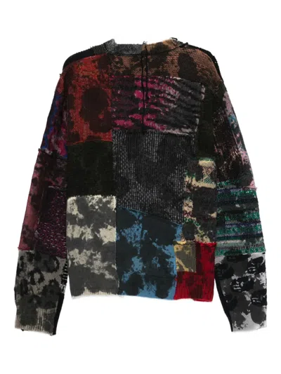 Paura Utopia Patchwork Sweater In Black