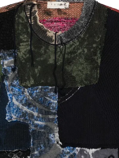 Paura Utopia Patchwork Sweater In Black