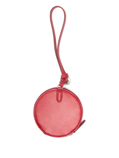 Stella Mccartney Perforated Round Keyring In Red