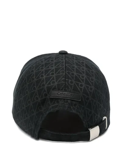 Calvin Klein Patterned Baseball Cap In Black