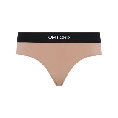 Tom Ford Dusty Rose Modal Slip With Logo In Pink