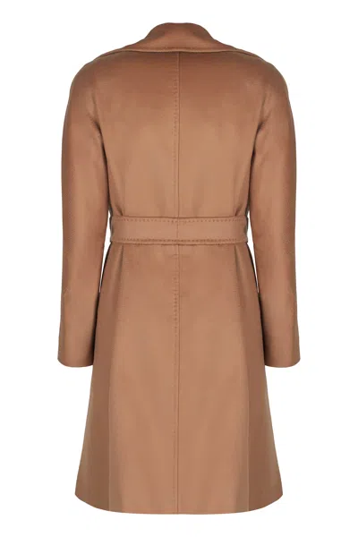 Max Mara Canneti Double Breasted Wool-cachemere Double Drap Long Coat Coats Brown In Brown