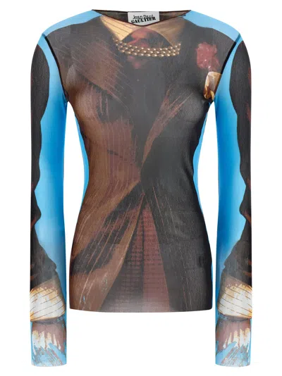 Jean Paul Gaultier Re Edition Tennis Mesh Graphic Top In Multi