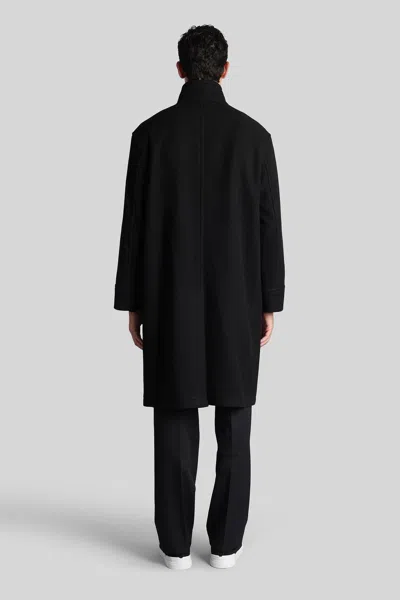 Tagliatore Black Wool And Cashmere Blend Mon Coat In Black