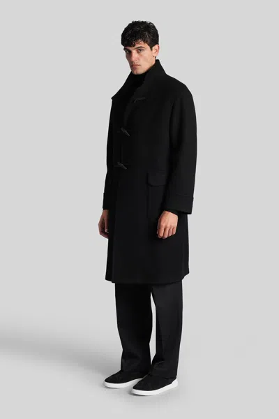 Tagliatore Black Wool And Cashmere Blend Mon Coat In Black