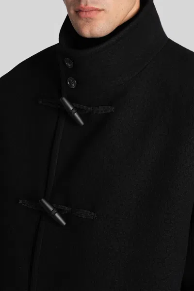 Tagliatore Black Wool And Cashmere Blend Mon Coat In Black