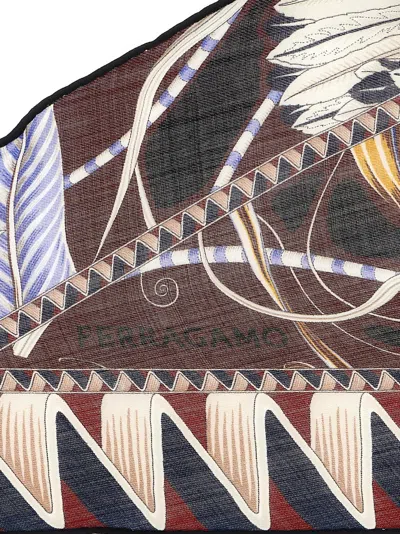 Ferragamo Giada Scarf Abstract Motif Lightweight Rectangle In Multi