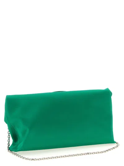 Roger Vivier Trompette Clutch In Satin In Green