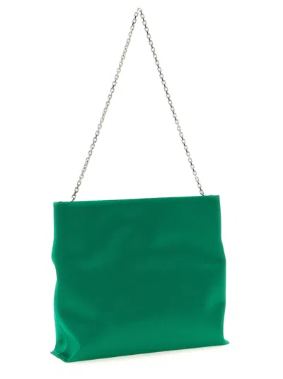 Roger Vivier Trompette Clutch In Satin In Green