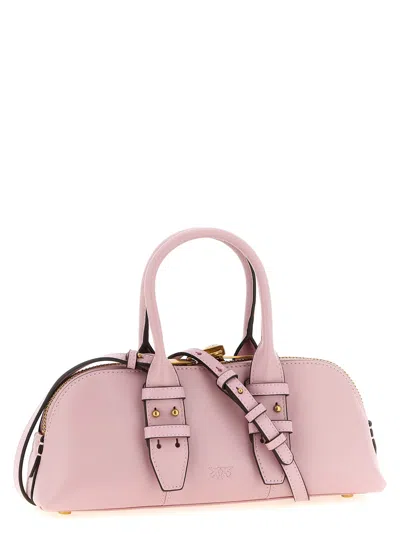 Pinko Love Birds Bowling Leather Handbag In Pink