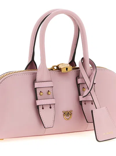 Pinko Love Birds Bowling Leather Handbag In Pink