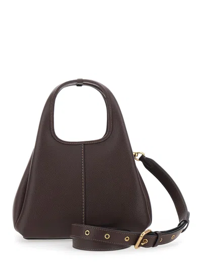 Coach Polished Pebble Leather Lana Shoulder Bag 23 In Brown