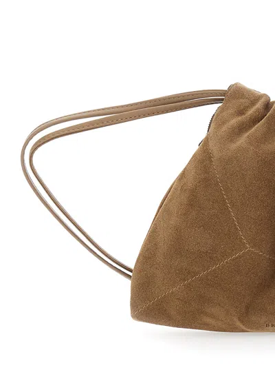 Brunello Cucinelli Suede Pouch In Sand