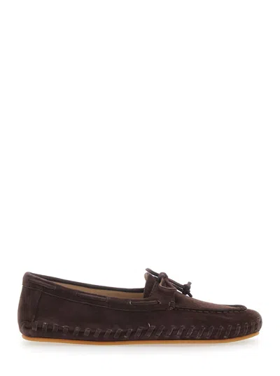 Le Monde Beryl Bow-tie Detail Stitched Loafers In Brown