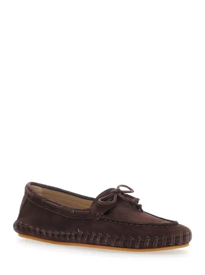 Le Monde Beryl Bow-tie Detail Stitched Loafers In Brown