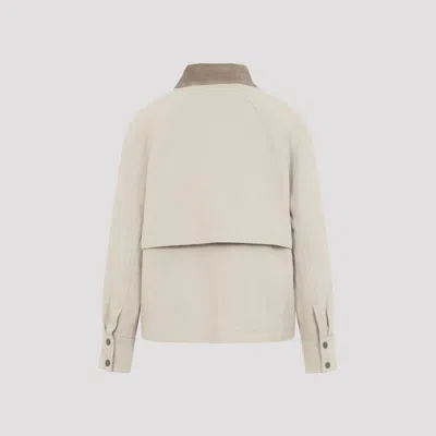 Brunello Cucinelli Hooded Parka Coat Contrast Collar Design In Neutral