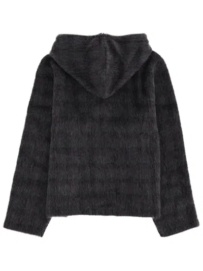 Our Legacy Checked Brushed Wool-blend Zip-up Hoodie In Gray