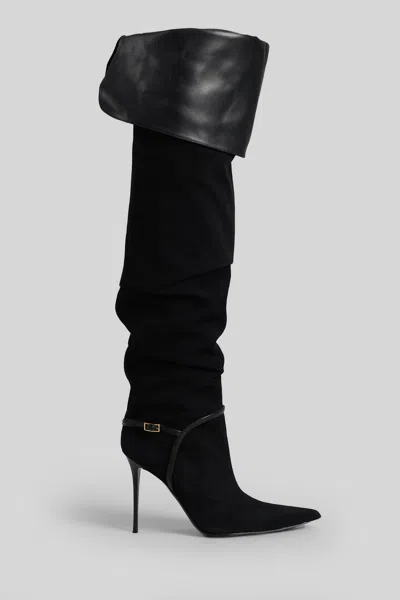 Giuseppe Zanotti Secret High Boot 105 High Heels Boots In Black Suede And Leather In Black