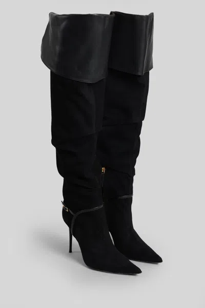 Giuseppe Zanotti Secret High Boot 105 High Heels Boots In Black Suede And Leather In Black