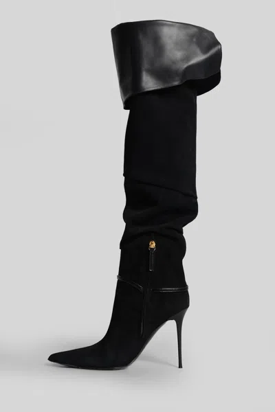 Giuseppe Zanotti Secret High Boot 105 High Heels Boots In Black Suede And Leather In Black