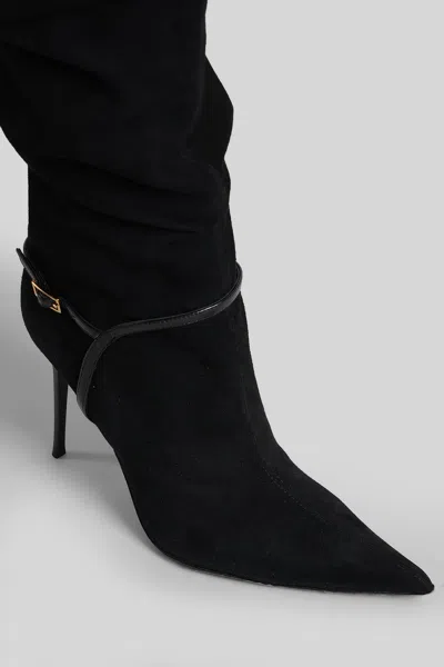 Giuseppe Zanotti Secret High Boot 105 High Heels Boots In Black Suede And Leather In Black