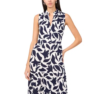 Msk Women's Sleeveless V-neck Tiered Maxi Dress In Blue