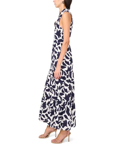 Msk Women's Sleeveless V-neck Tiered Maxi Dress In Blue