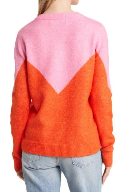 Vero Moda Plaza Colorblock Crewneck Sweater In Pink