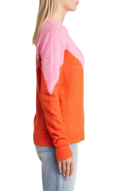Vero Moda Plaza Colorblock Crewneck Sweater In Pink