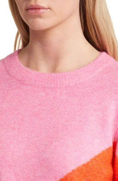 Vero Moda Plaza Colorblock Crewneck Sweater In Pink